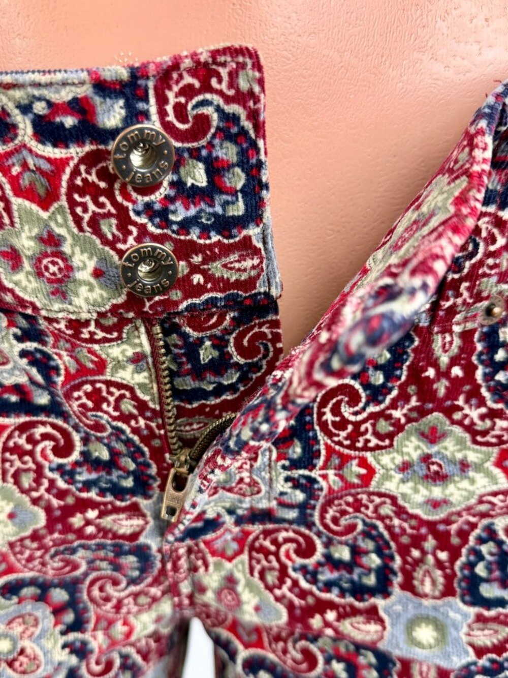 VTG NWT Tommy Hilfiger Paisley Floral Wide Leg Corduroy Jeans | Boho Grunge Y2K - Picture 5 of 16